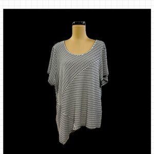 Elegant Black and White Striped Women's Tee
